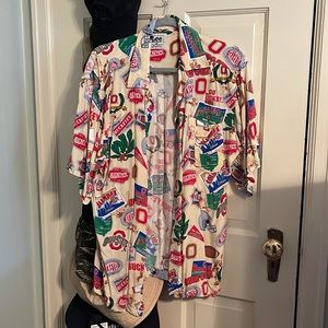 Vintage Lee Sport Ohio State University Buckeyes Hawaiian Button down OSU Size M